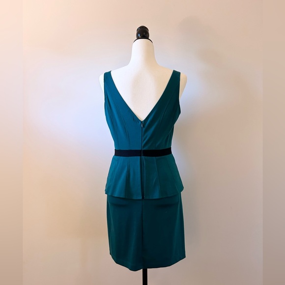 Teal Peplum Dress, Sleeveless, Pencil Skirt, Stretch Knit - size Medium - Picture 4 of 6